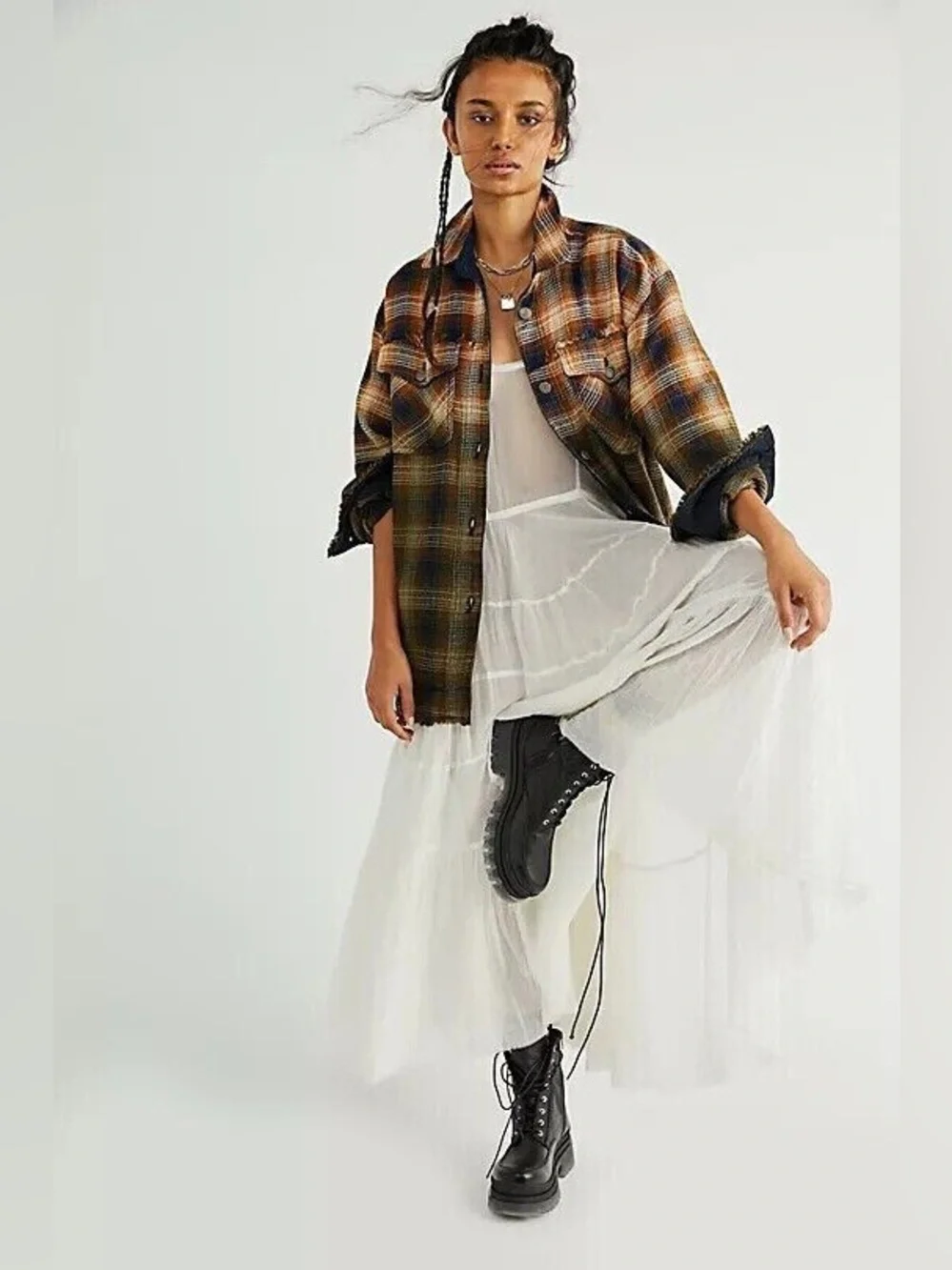 Free people Anneli Plaid Shirt Jacket